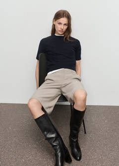 Short-sleeved wool-blend sweater — Navy 5