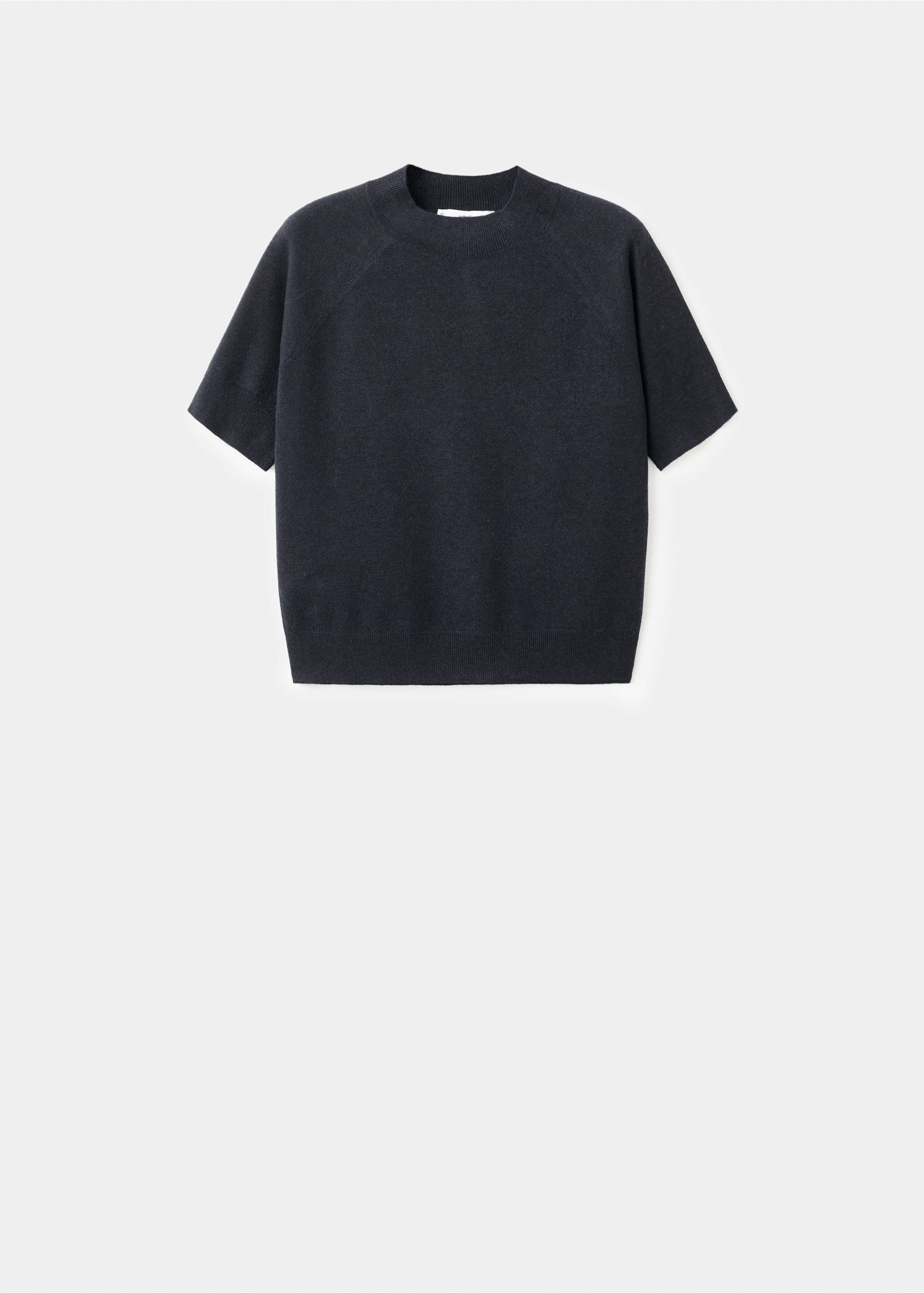 Short-sleeved wool-blend sweater - Article without model, Navy. Ref: 17007784-00.