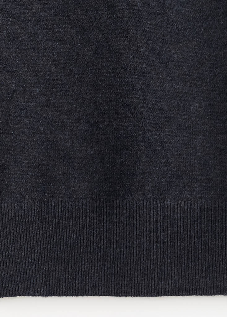 Short-sleeved wool-blend sweater — Navy