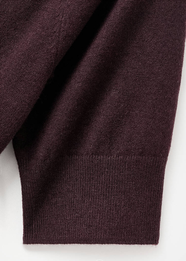 Short-sleeved wool-blend sweater — Wine