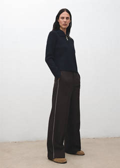 Ribbed polo-neck sweater with buttons — Dark Navy 2