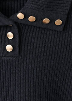 Ribbed polo-neck sweater with buttons — Dark Navy 10
