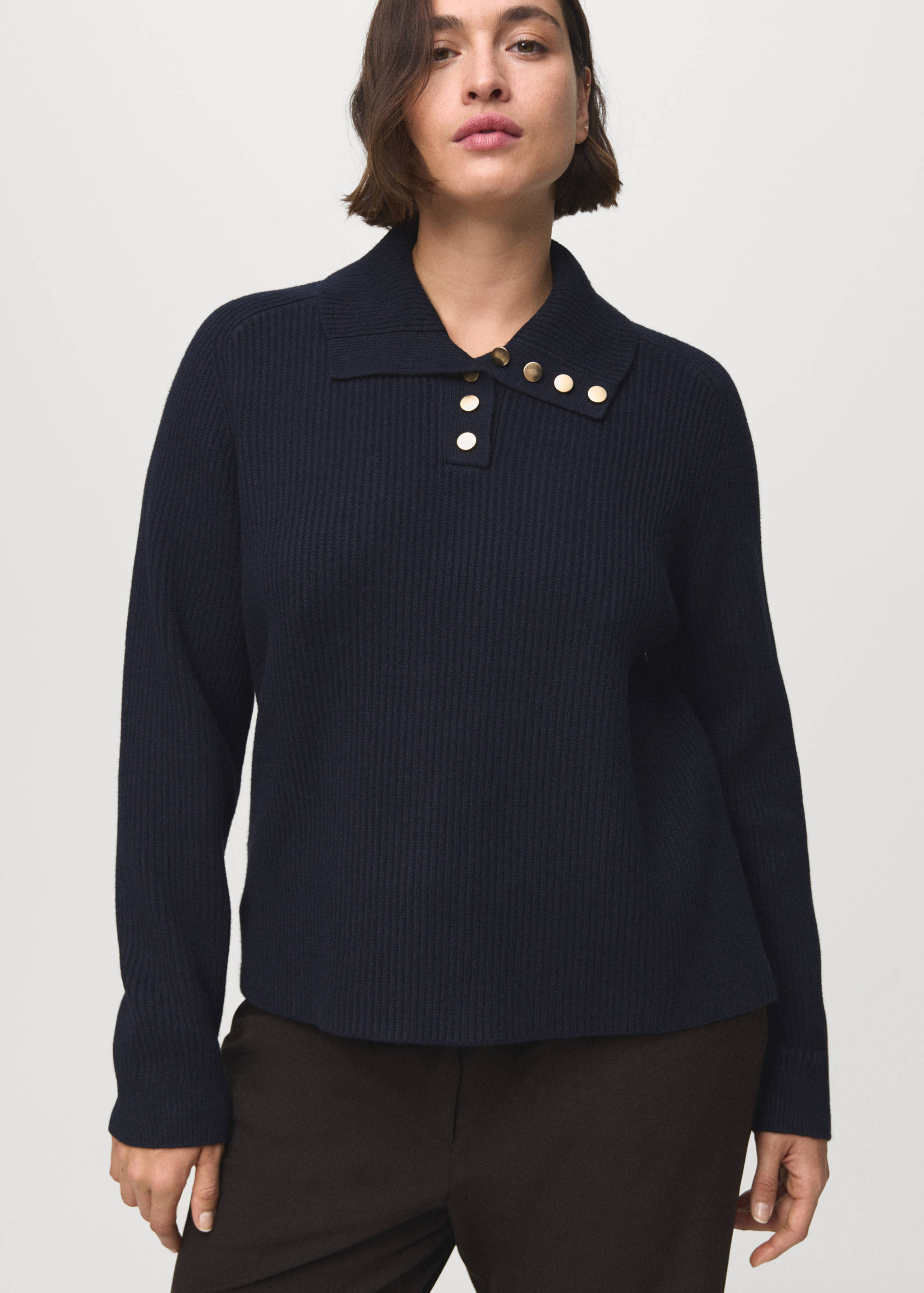 Ribbed polo-neck sweater with buttons - Details of the article 5
