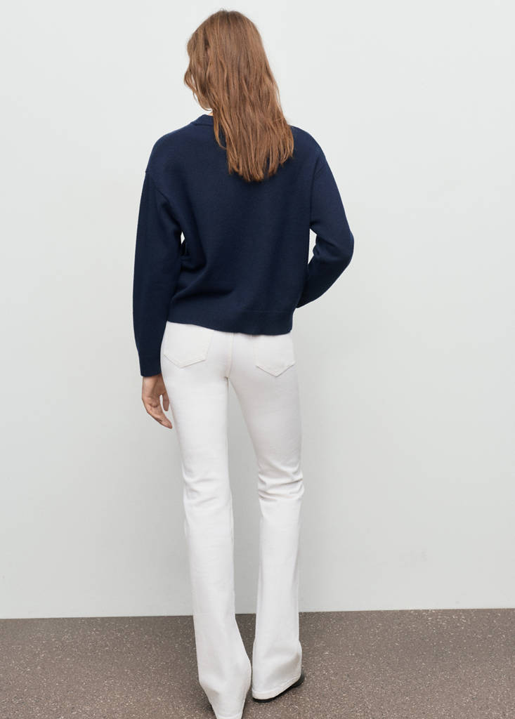 Round-neck knitted sweater — Dark Navy