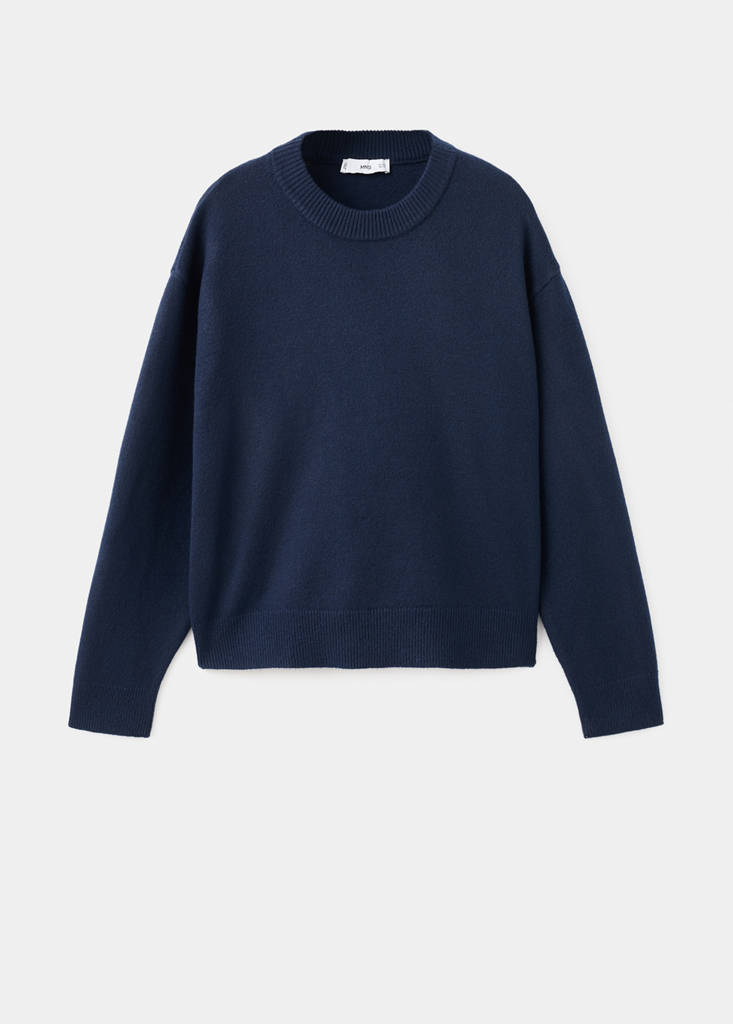 Round-neck knitted sweater — Dark Navy