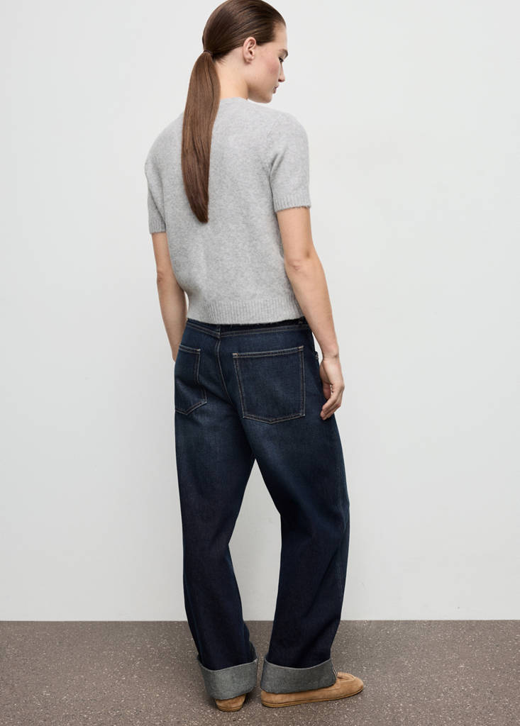 Short-sleeved knitted sweater — Medium Heather Grey