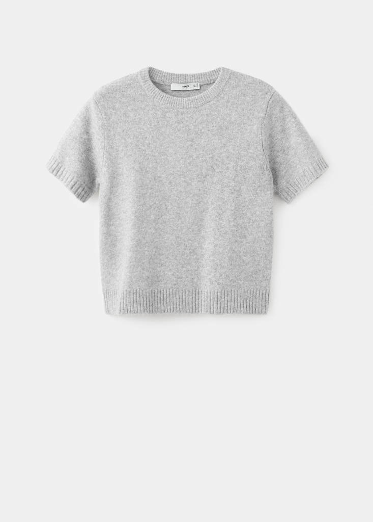 Short-sleeved knitted sweater — Medium Heather Grey