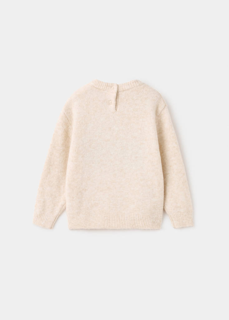 Knit embroidered sweater — Beige