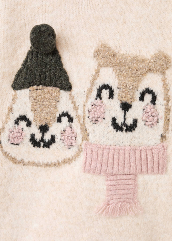 Knit embroidered sweater — Beige