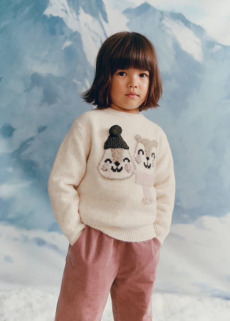 Knit embroidered sweater — Beige