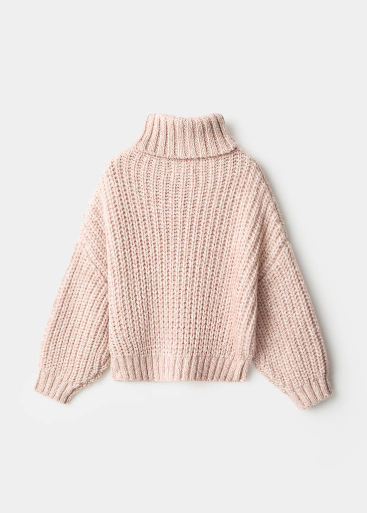 Turtleneck knit sweater — Pale Pink