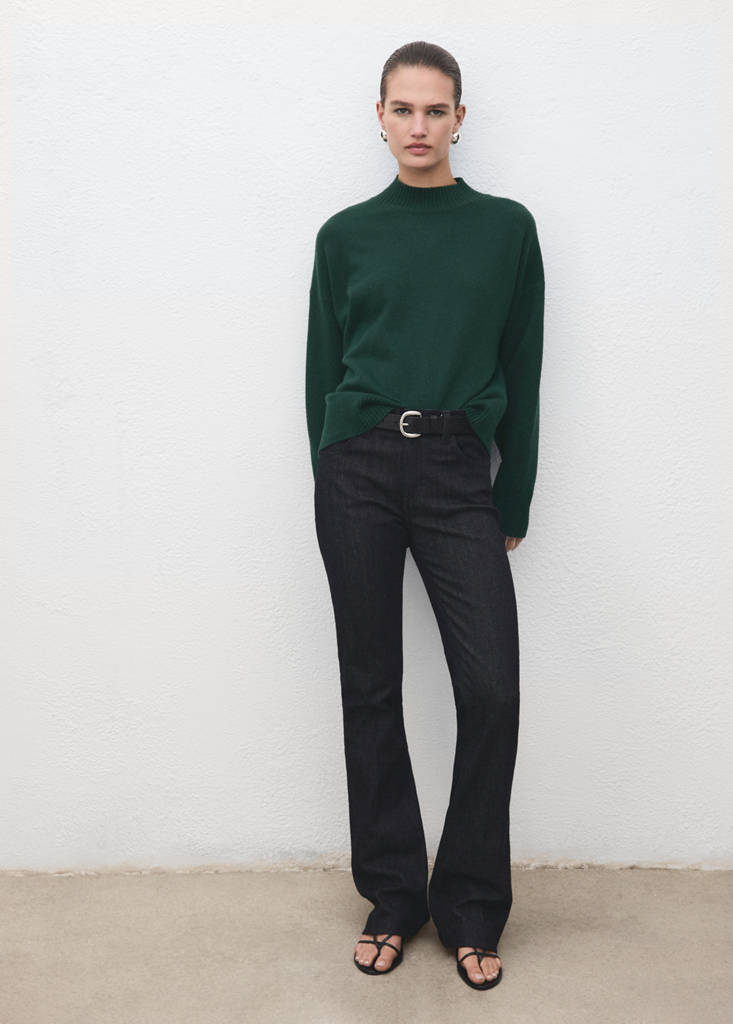 Ribbed turtleneck sweater — Dark Green