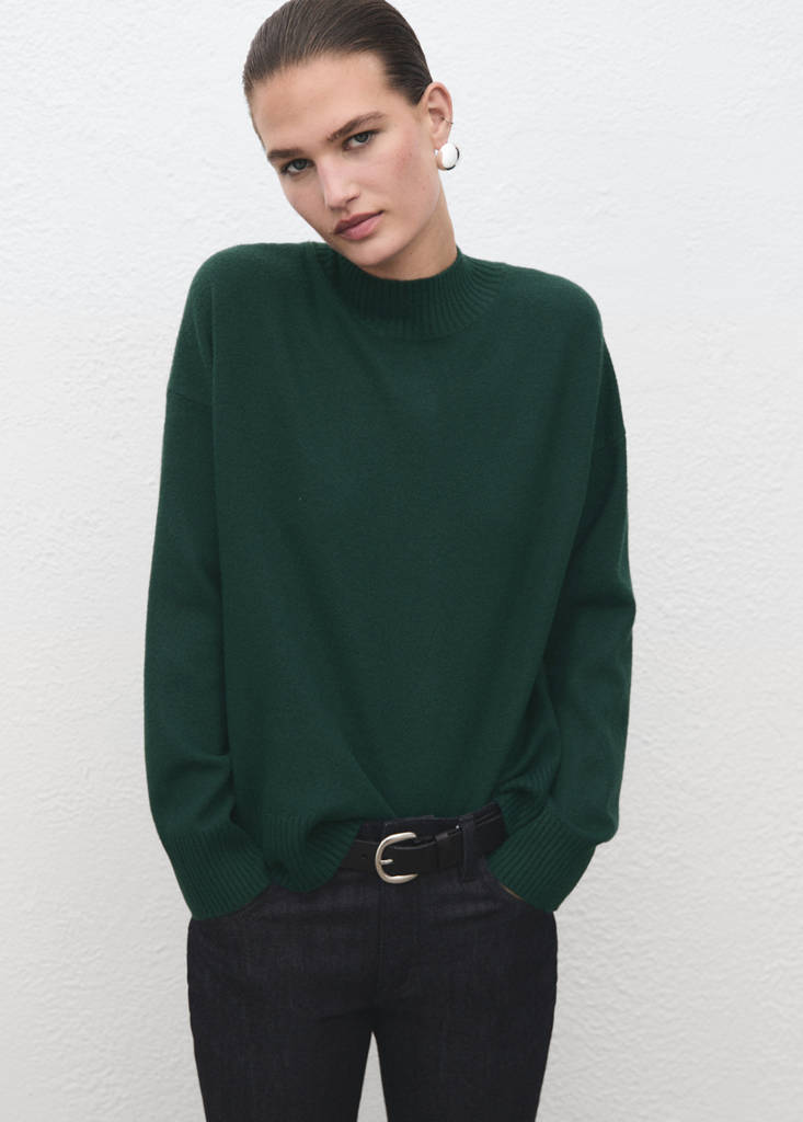 Ribbed turtleneck sweater — Dark Green
