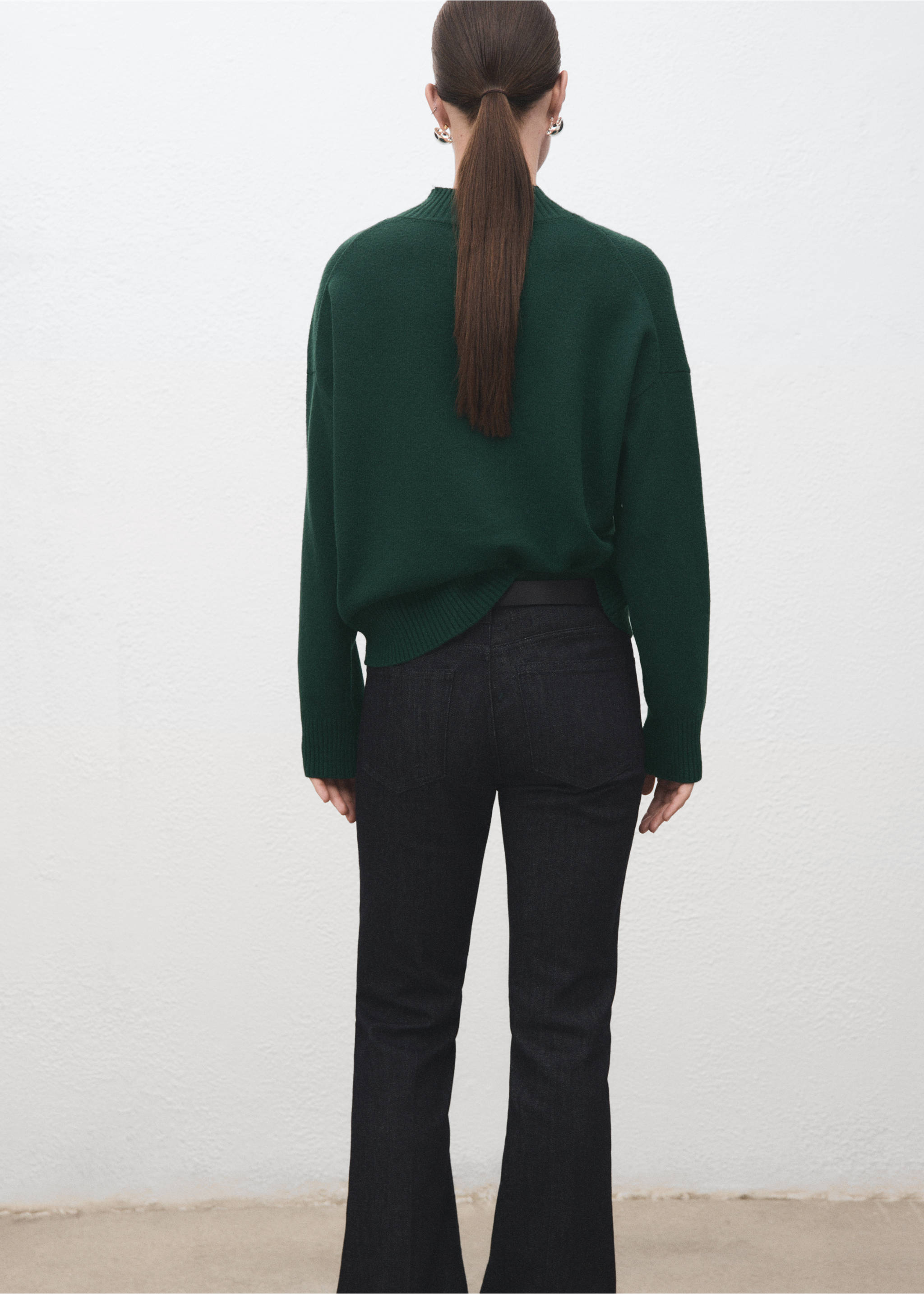 Ribbed turtleneck sweater - Reverse of the article, Dark Green. Ref: 17007801-00.