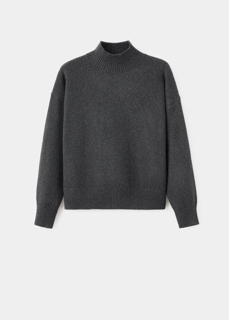 Ribbed turtleneck sweater — Charcoal