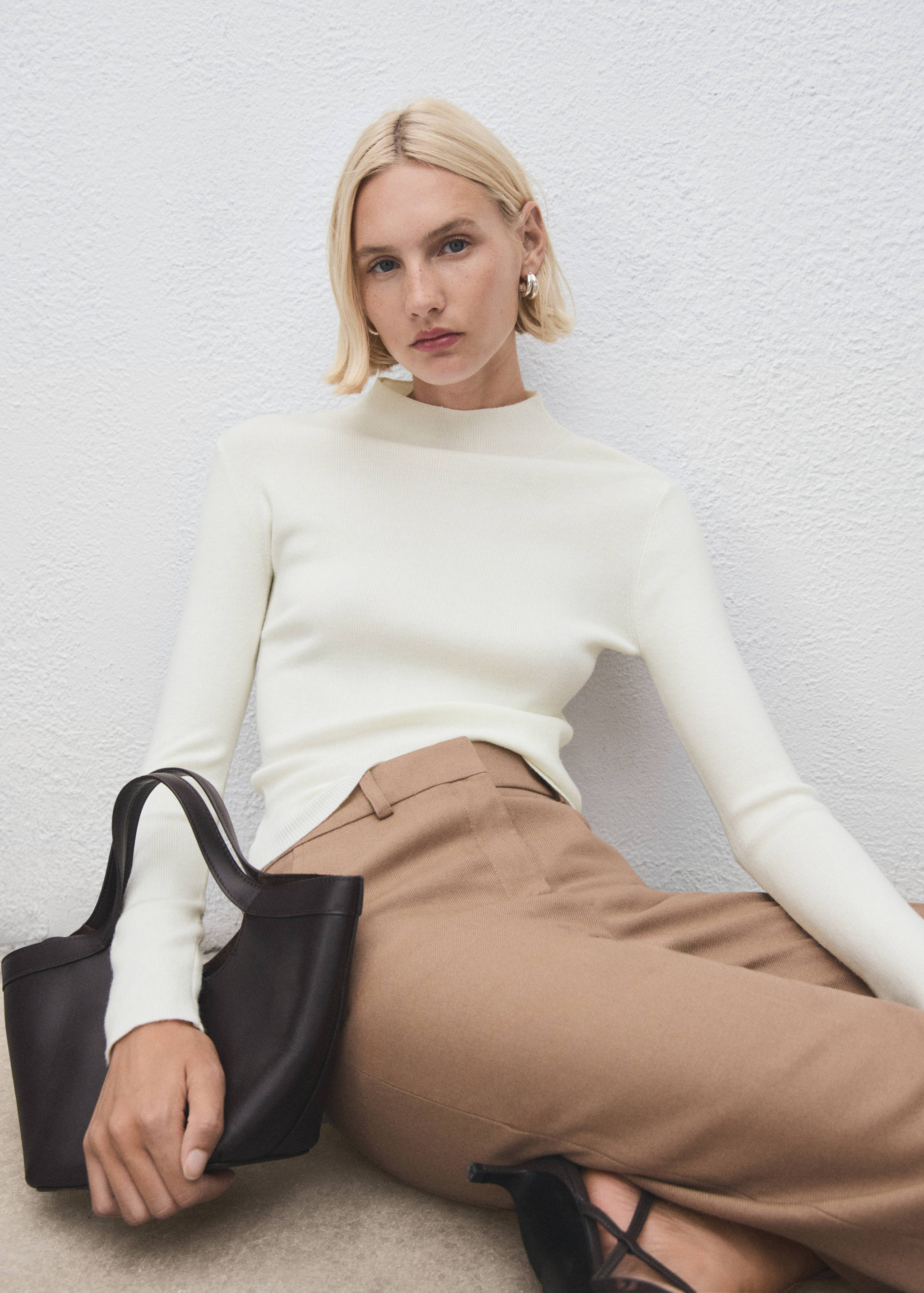 Fitted sweater with perkins neck - Details of the article 2