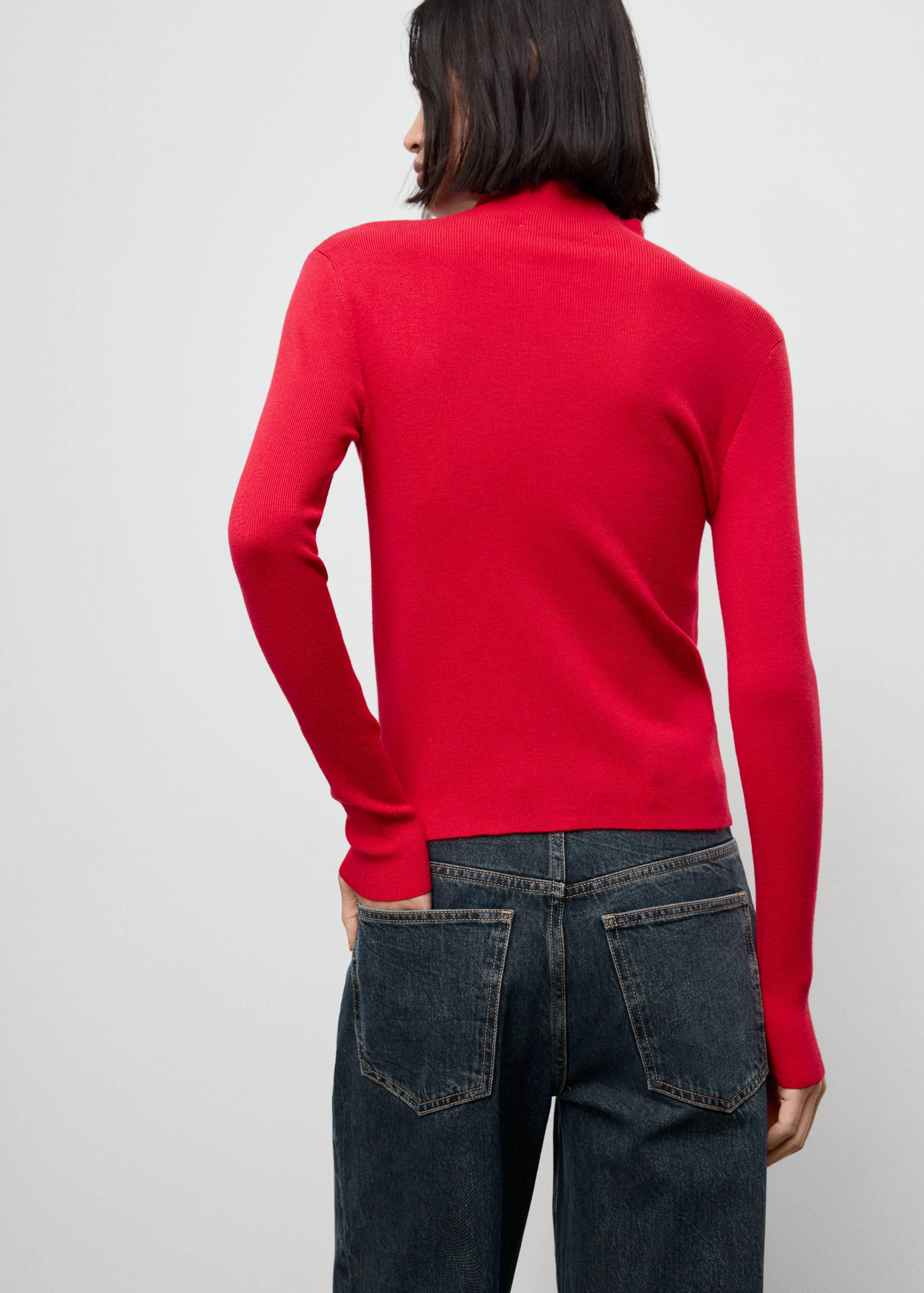 Fitted sweater with perkins neck - Reverse of the article