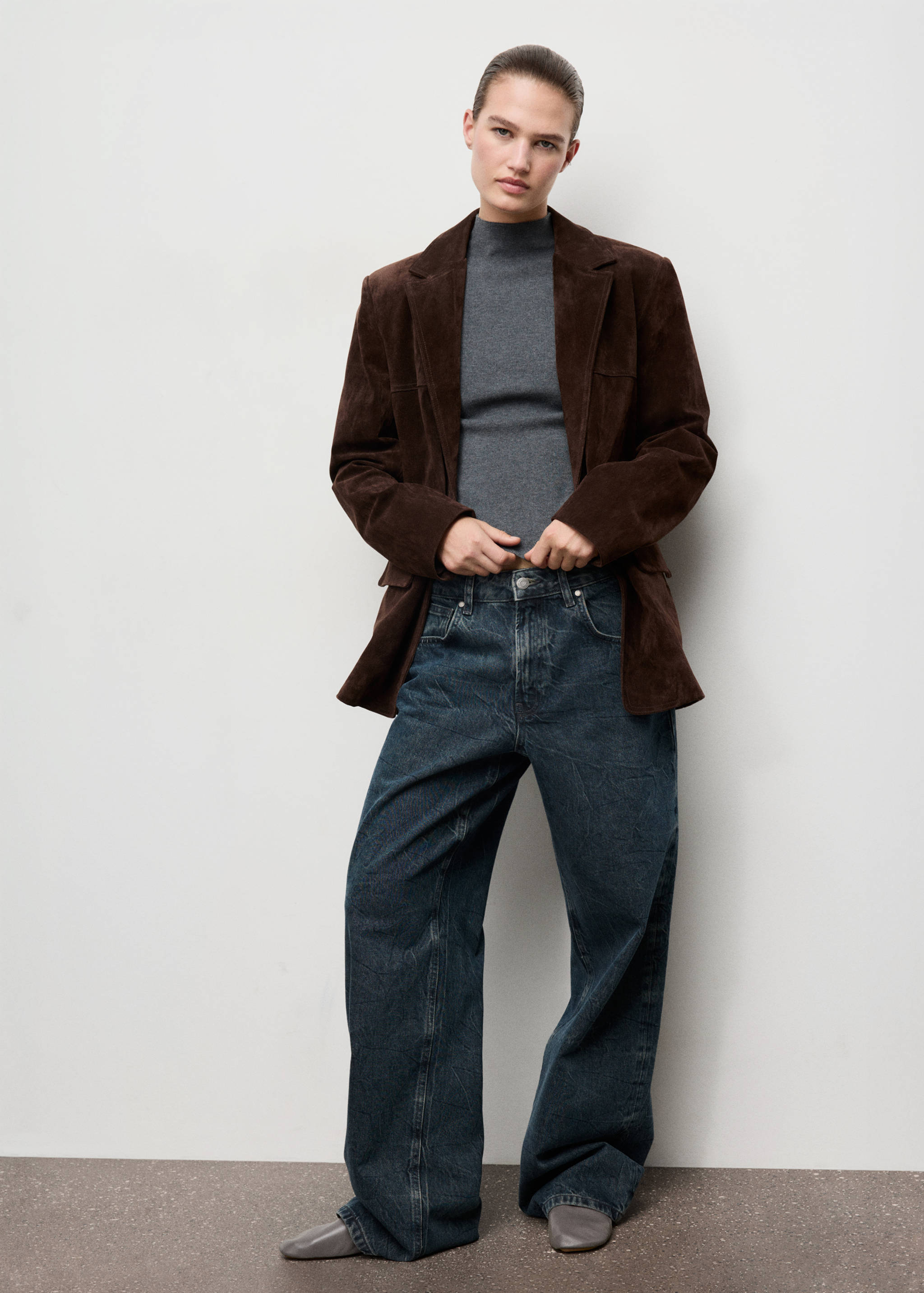 Fitted sweater with perkins neck - General plane