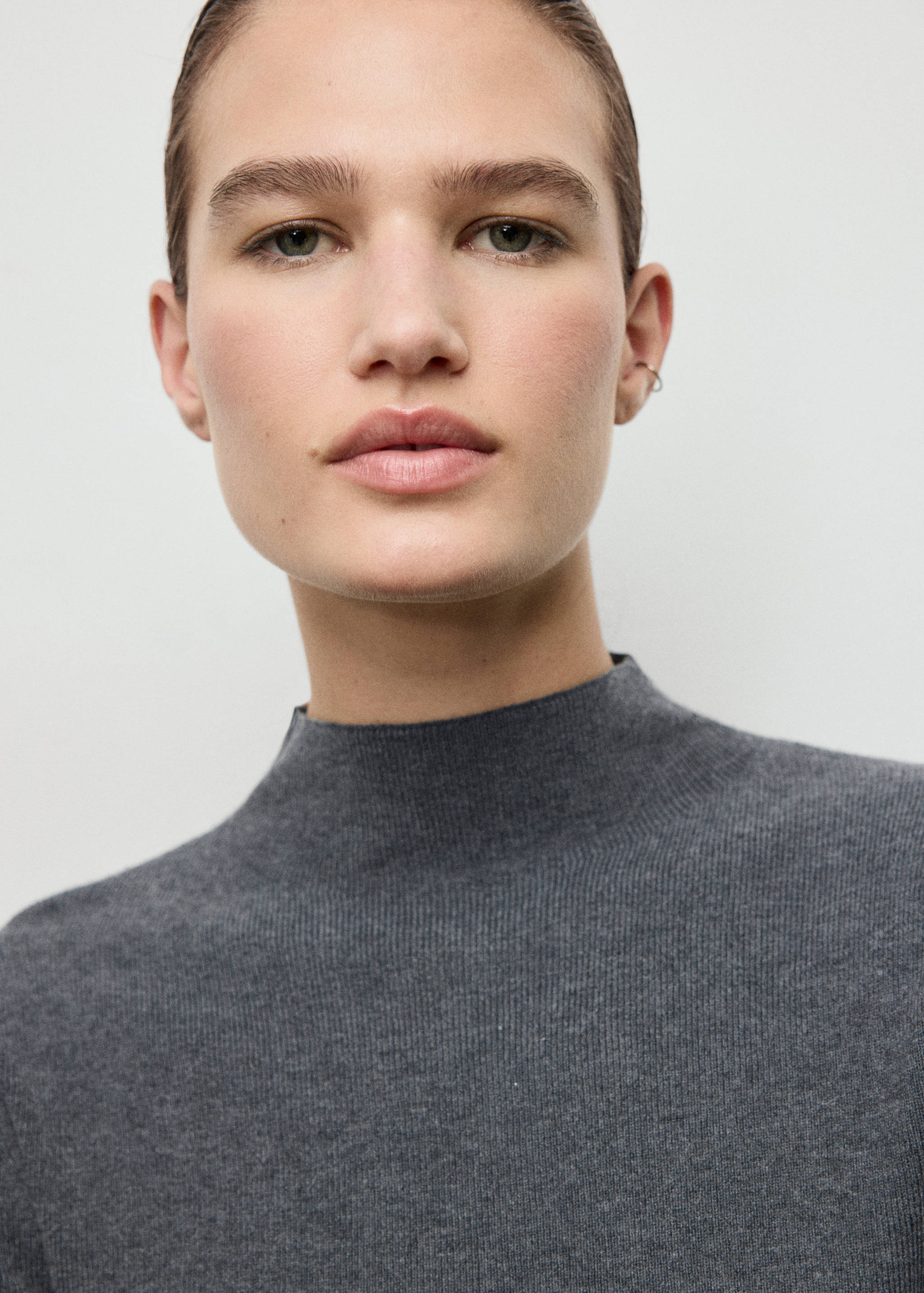 Fitted sweater with perkins neck - Details of the article 1