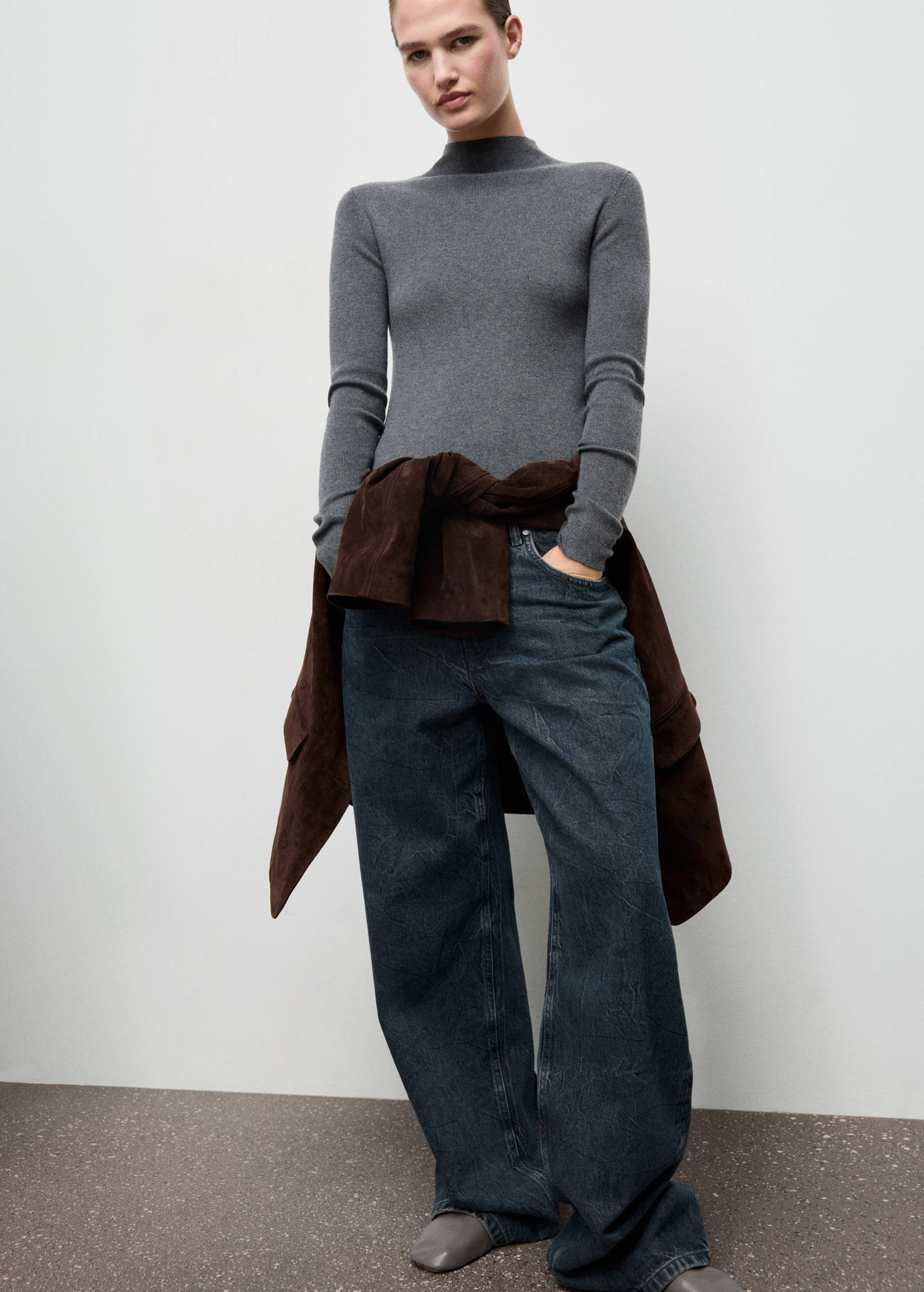 Fitted sweater with perkins neck - Details of the article 2