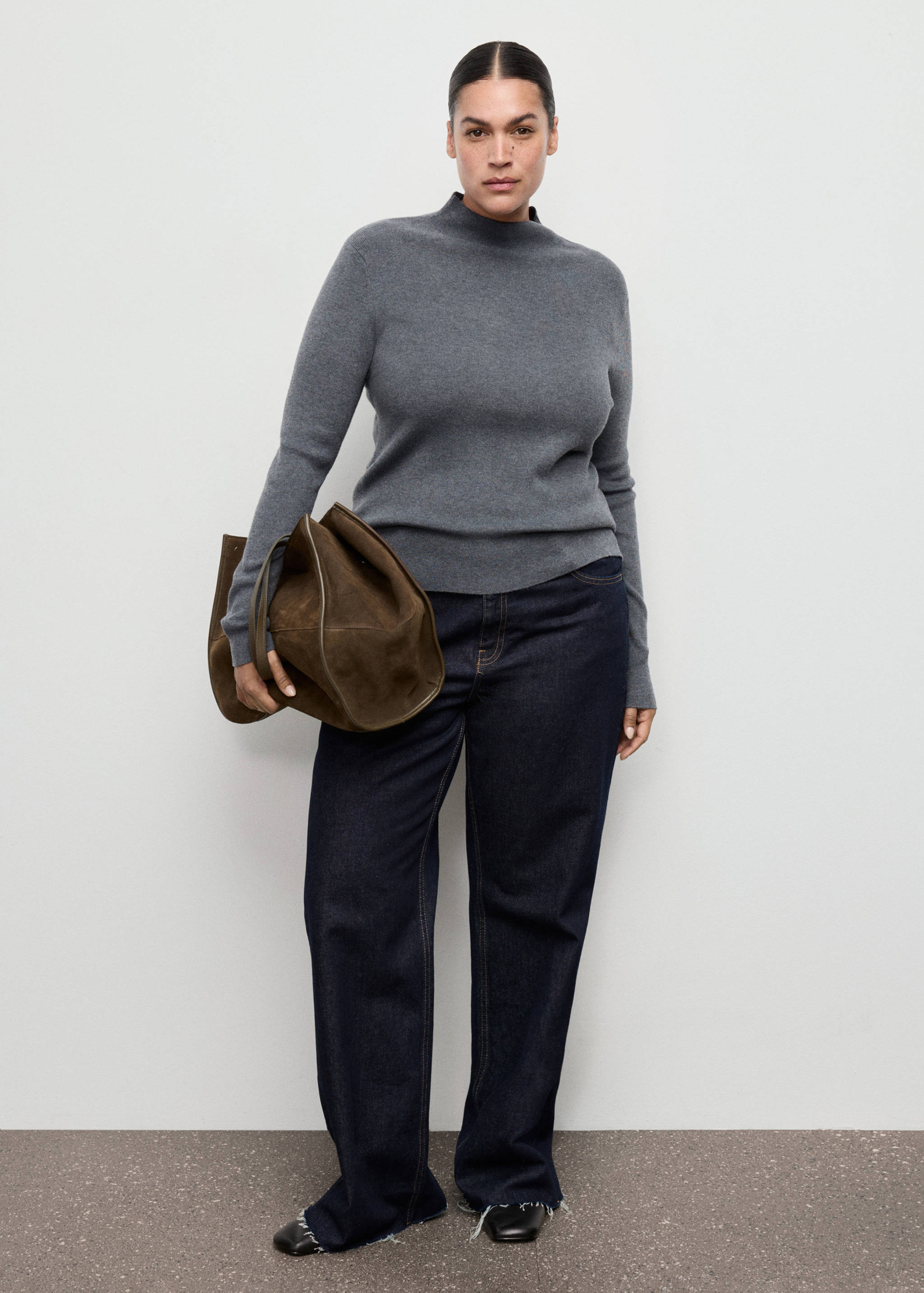 Fitted sweater with perkins neck - Details of the article 3