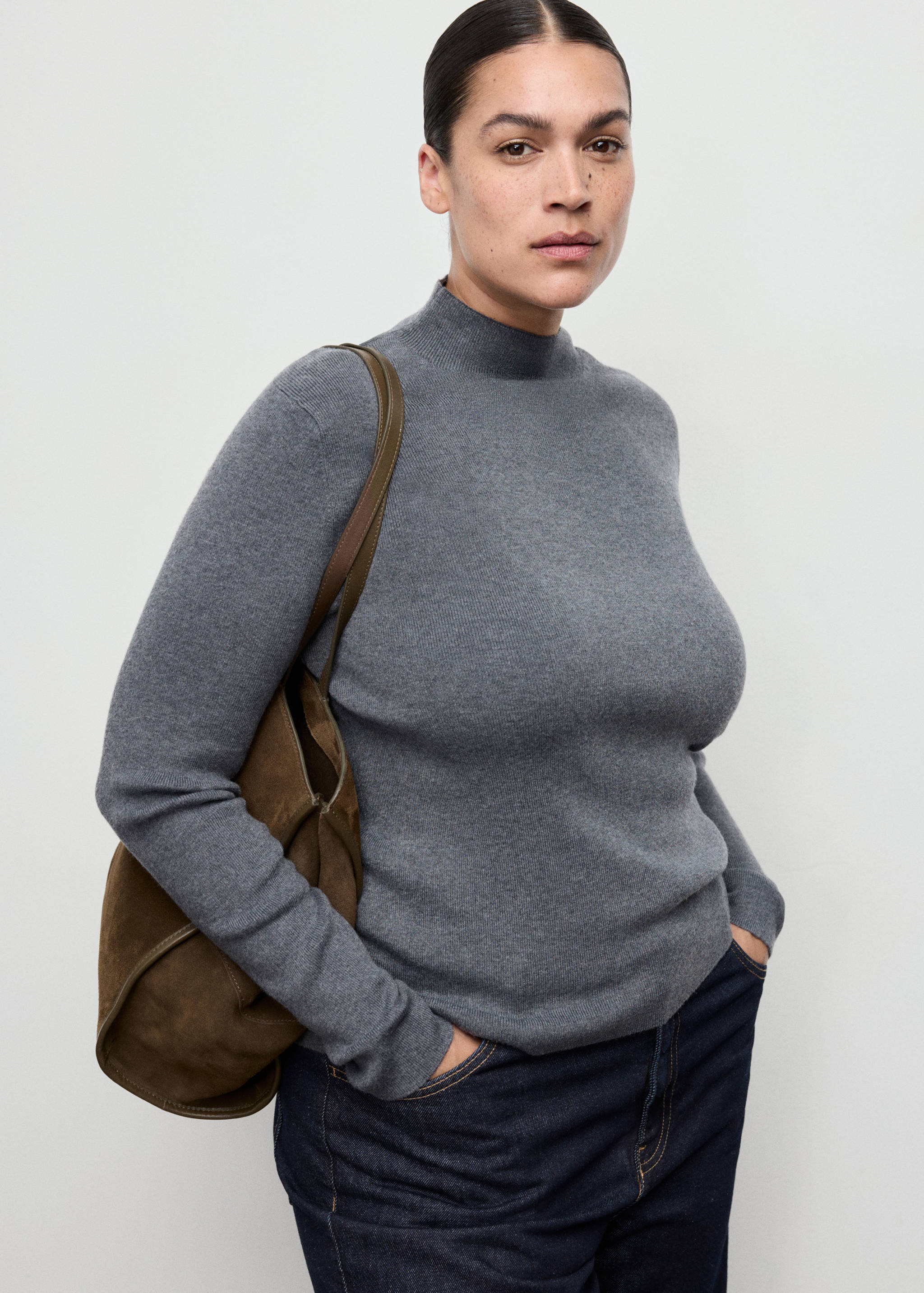 Fitted sweater with perkins neck - Details of the article 5