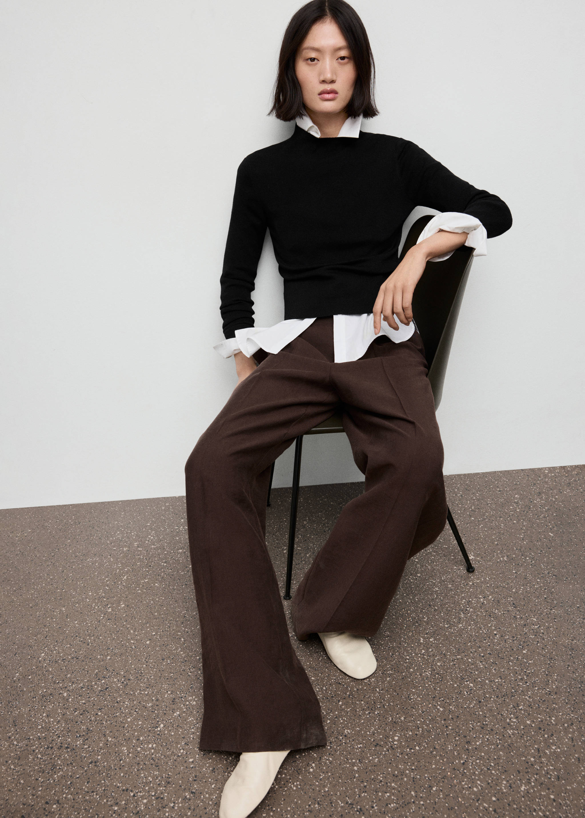 Fitted sweater with perkins neck - General plane