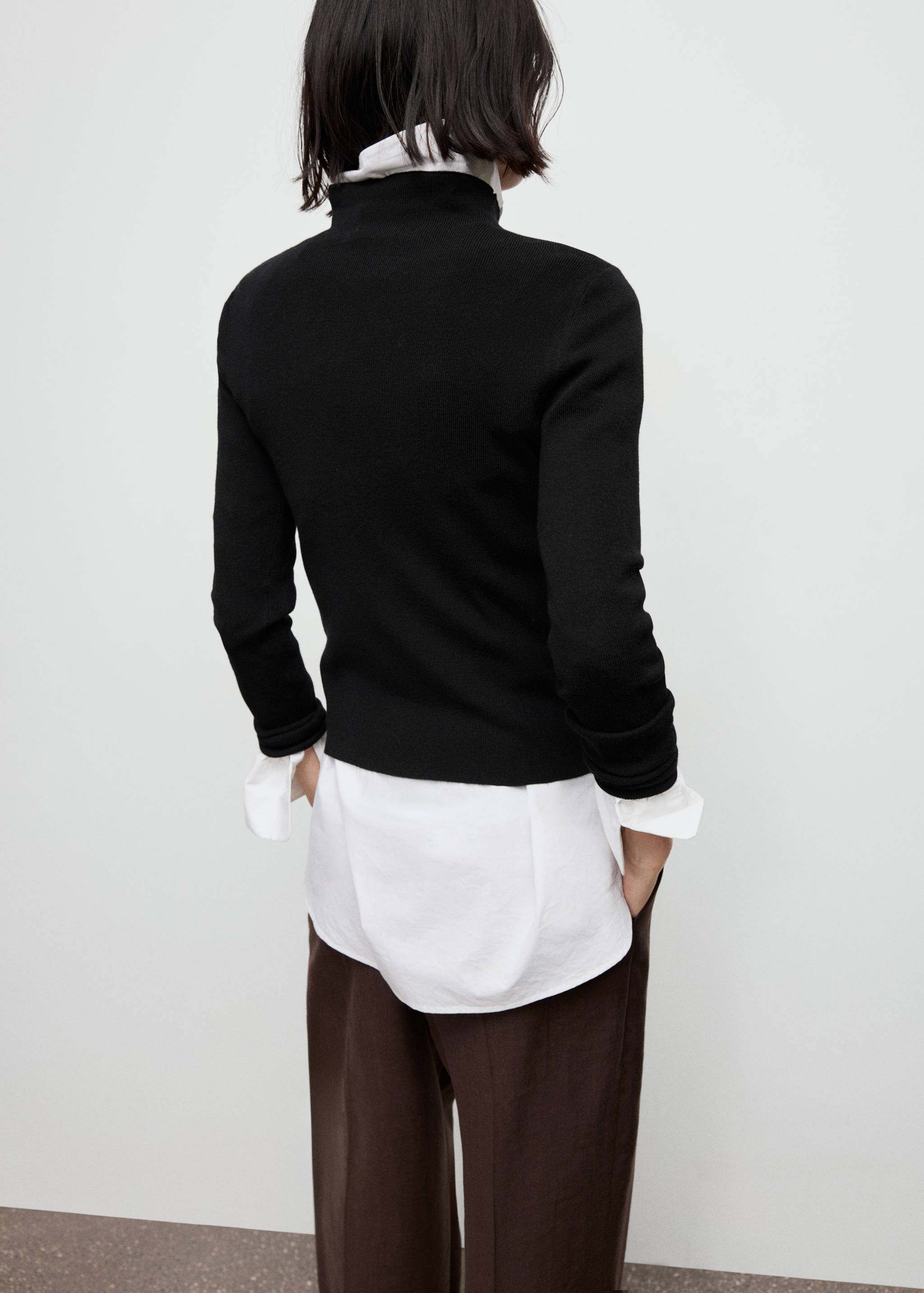 Fitted sweater with perkins neck - Reverse of the article