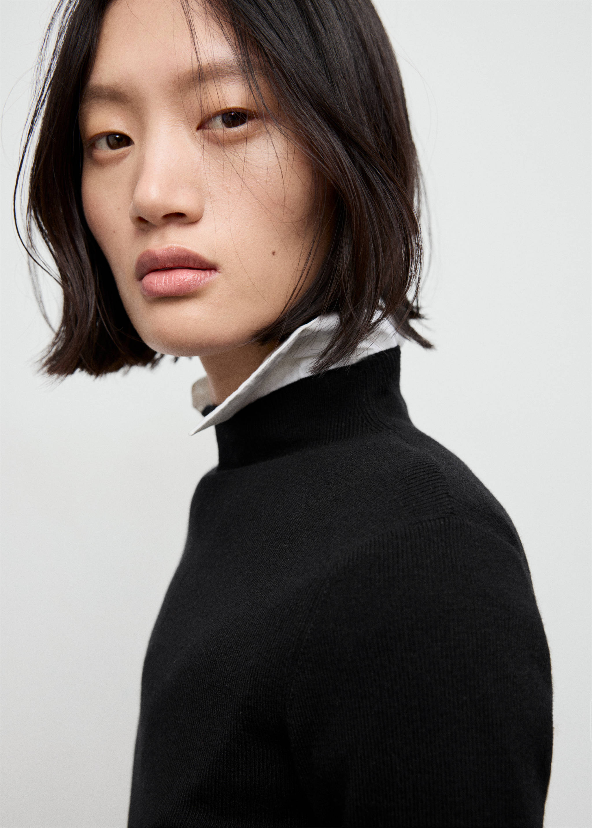 Fitted sweater with perkins neck - Details of the article 1