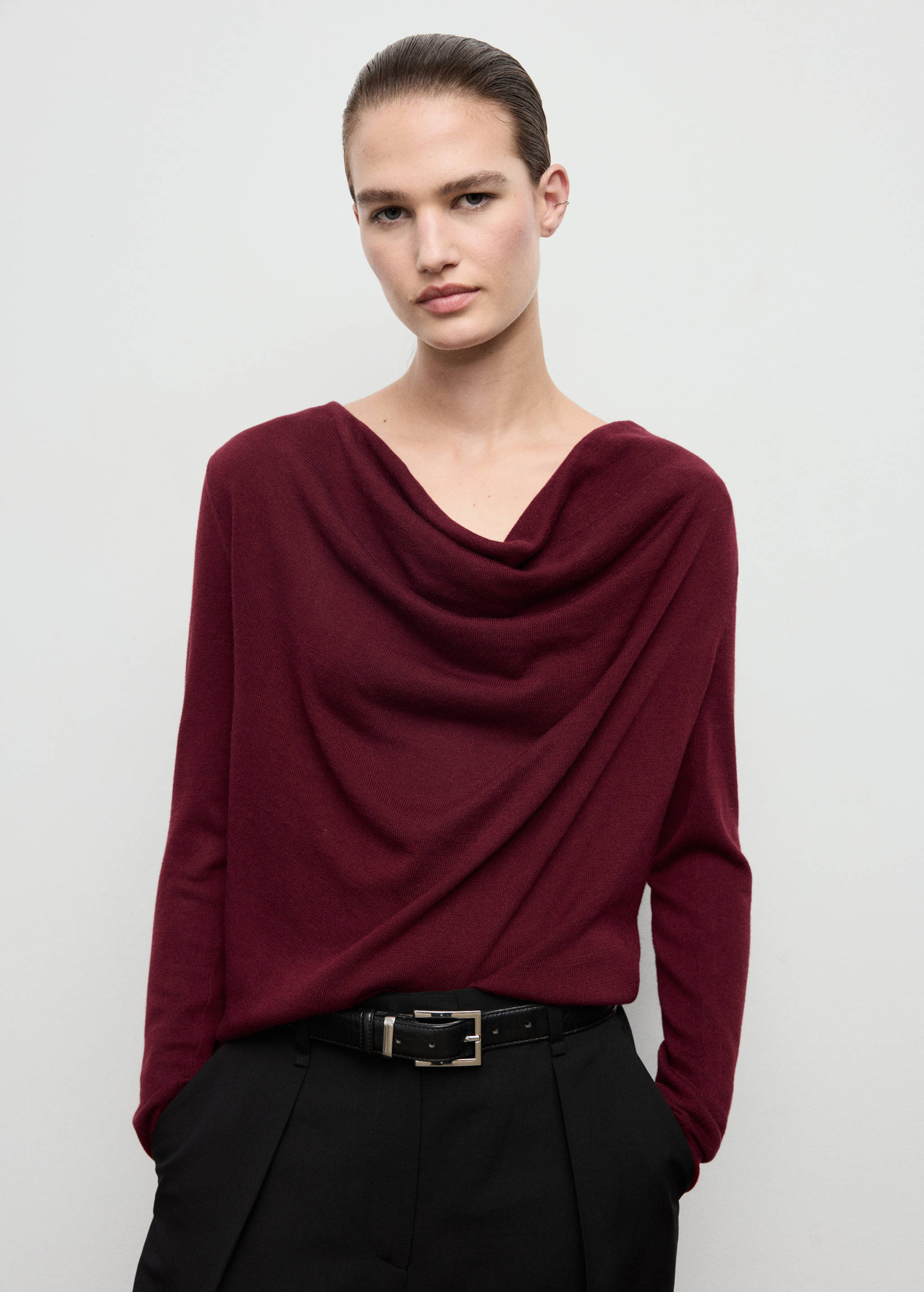 Draped-neck sweater - Medium plane