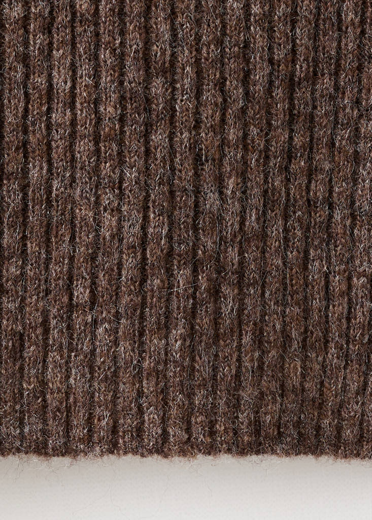 Ribbed sweater with perkins neck — Chocolate