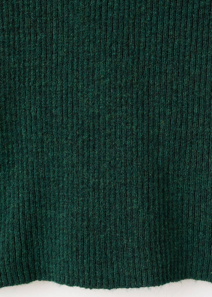 Ribbed sweater with perkins neck — Dark Green