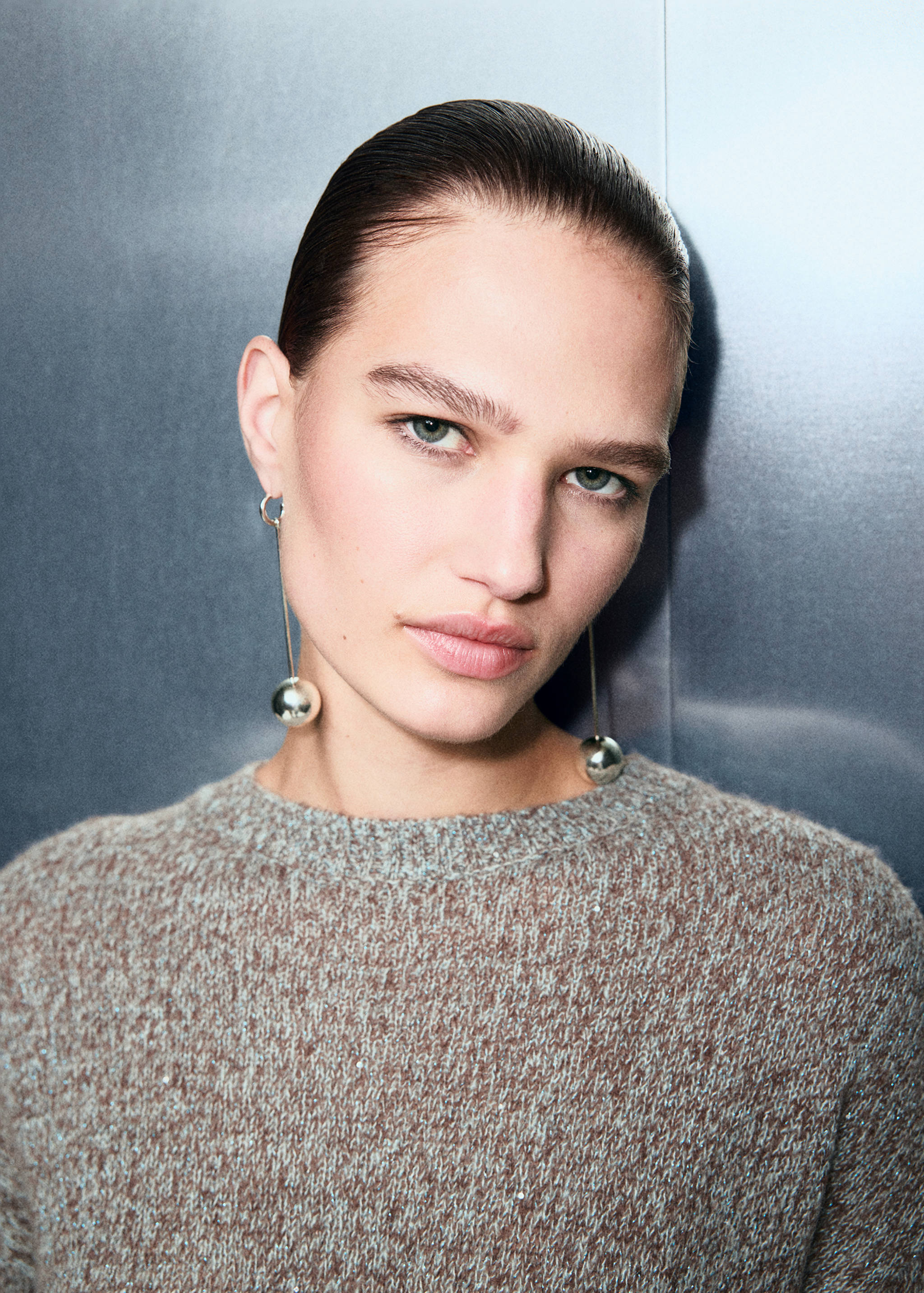 Speckled lurex knitted sweater - Details of the article 1