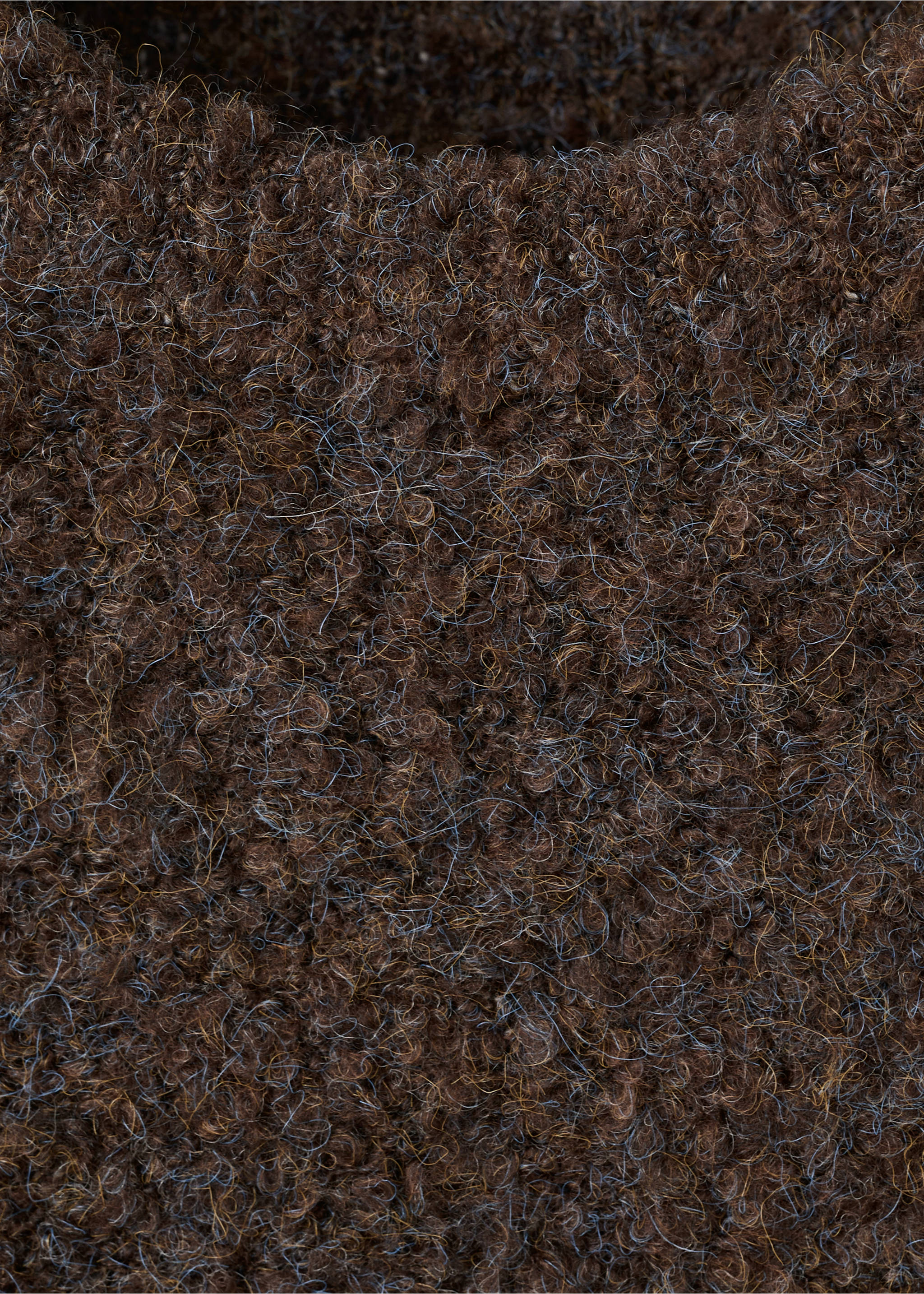 Bouclé short-sleeved sweater - Details of the article 8, Chocolate. Ref: 17007808-00.