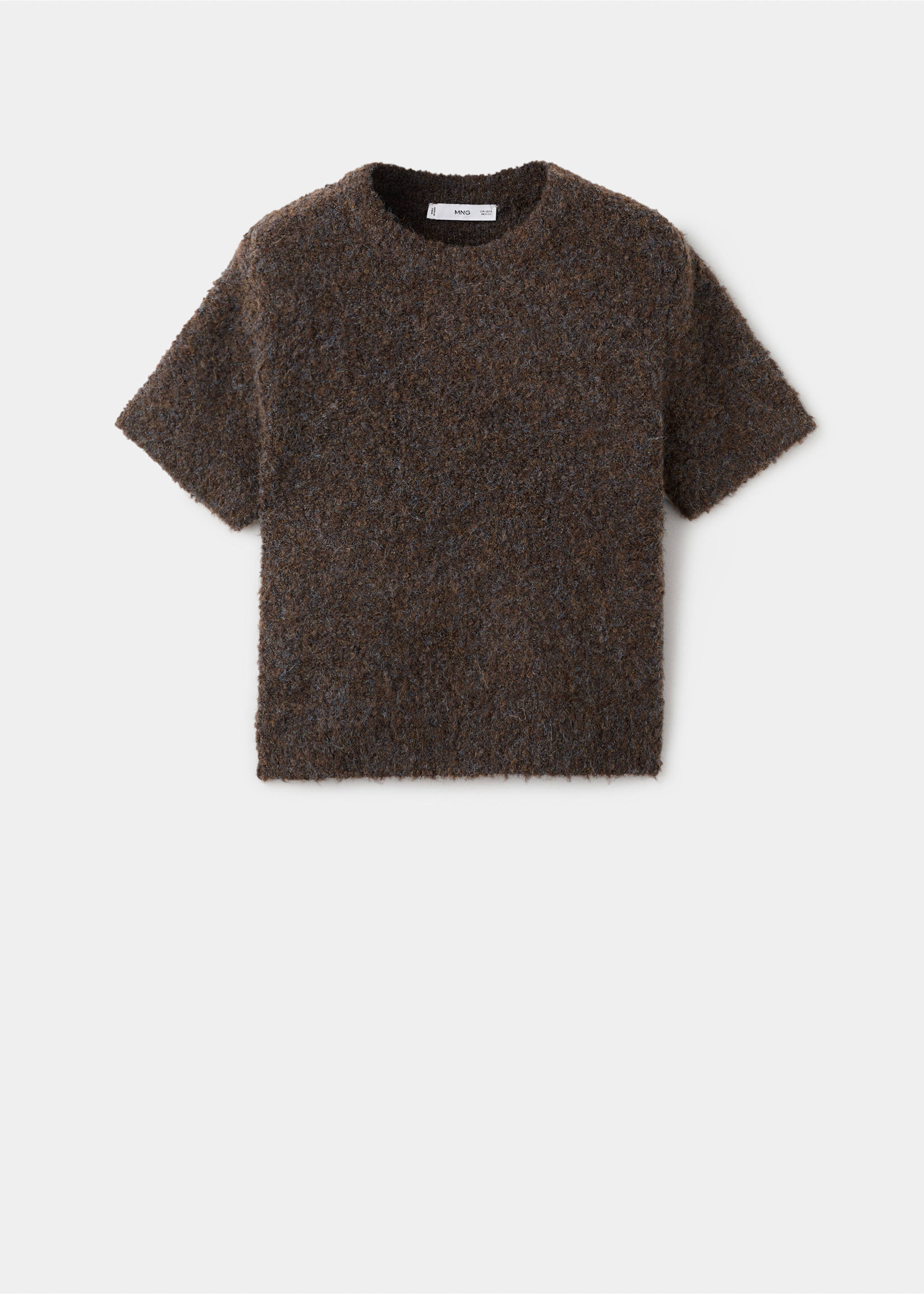 Bouclé short-sleeved sweater - Article without model, Chocolate. Ref: 17007808-00.