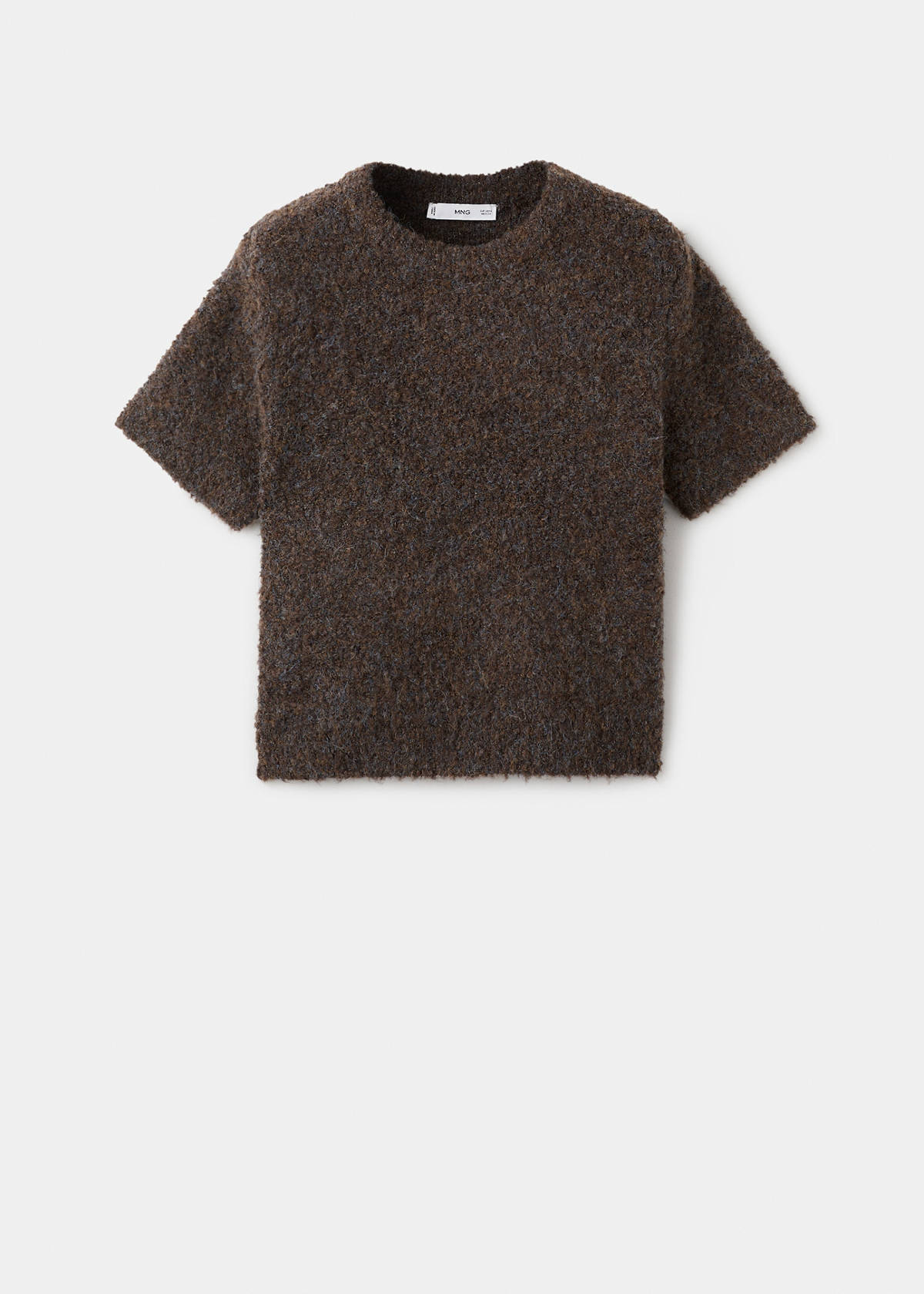 Bouclé short-sleeved sweater — Chocolate
