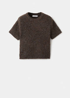 Bouclé short-sleeved sweater — Chocolate 6
