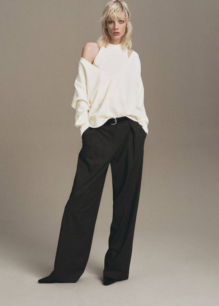 Oversized combined sweater — Ecru