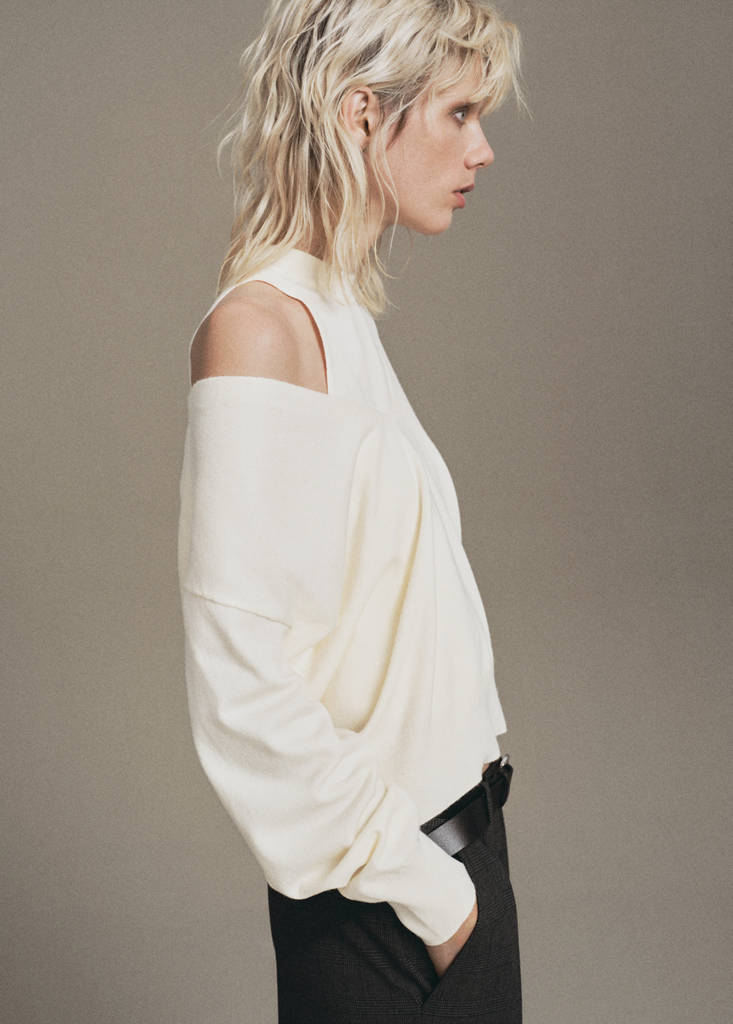 Oversized combined sweater — Ecru