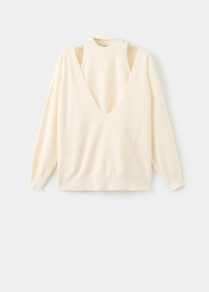 Oversized combined sweater — Ecru