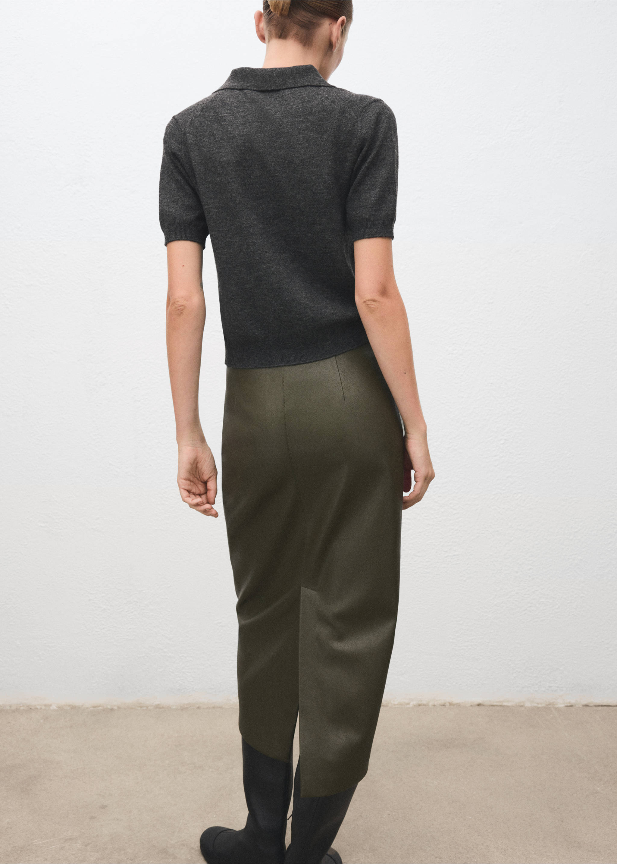 Polo neck sweater - Reverse of the article, Medium Heather Grey. Ref: 17007811-00.