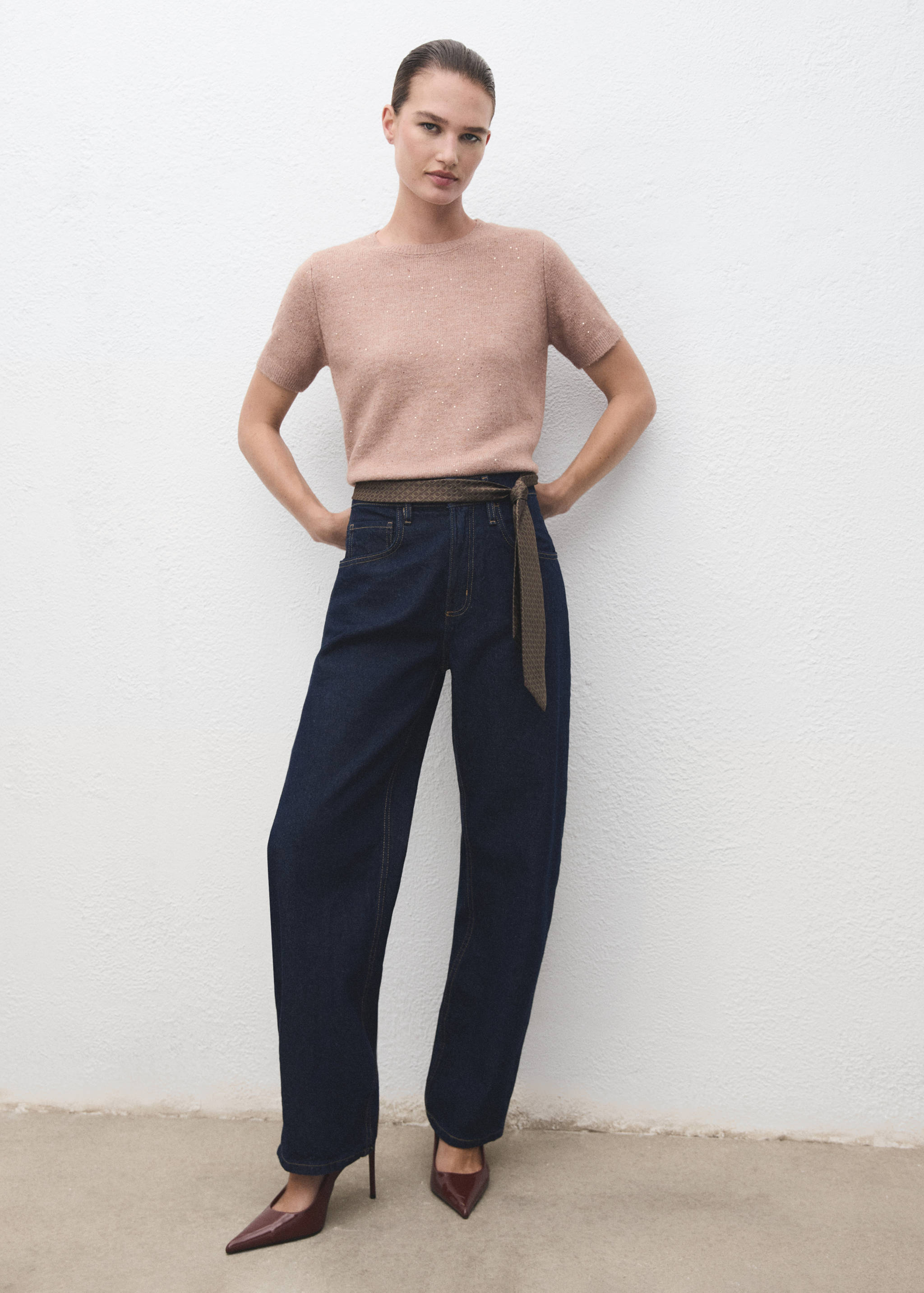 Short-sleeved lurex sweater - General plane