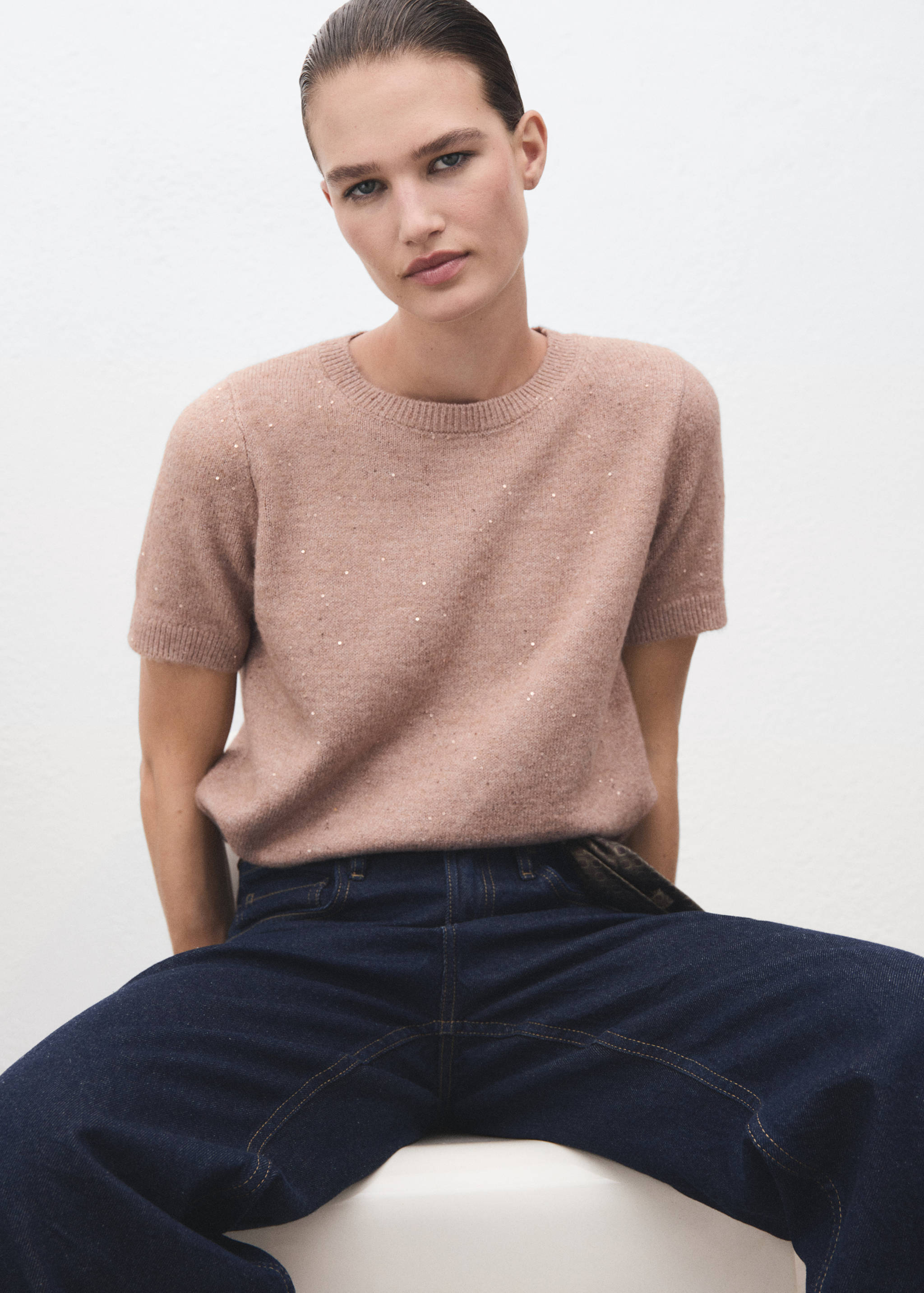 Short-sleeved lurex sweater - Details of the article 2