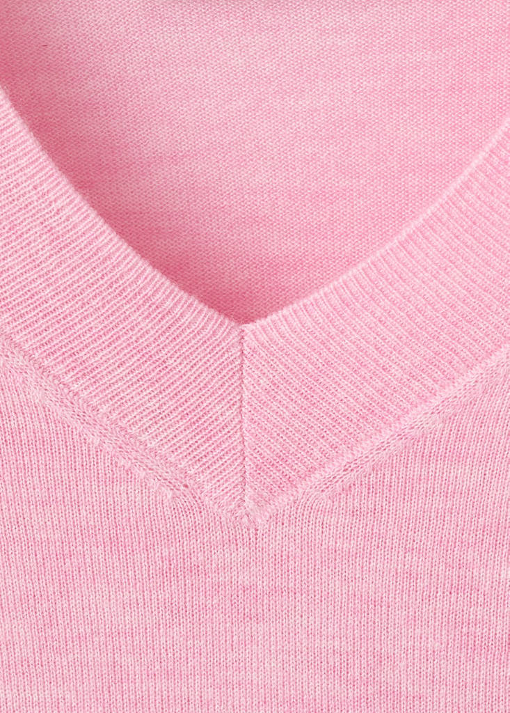 V-neck knit sweater — Pink