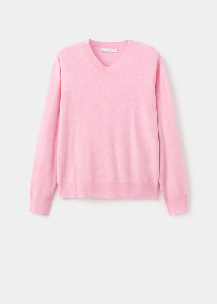 V-neck knit sweater — Pink