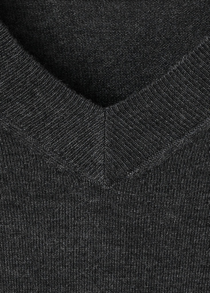 V-neck knit sweater — Charcoal
