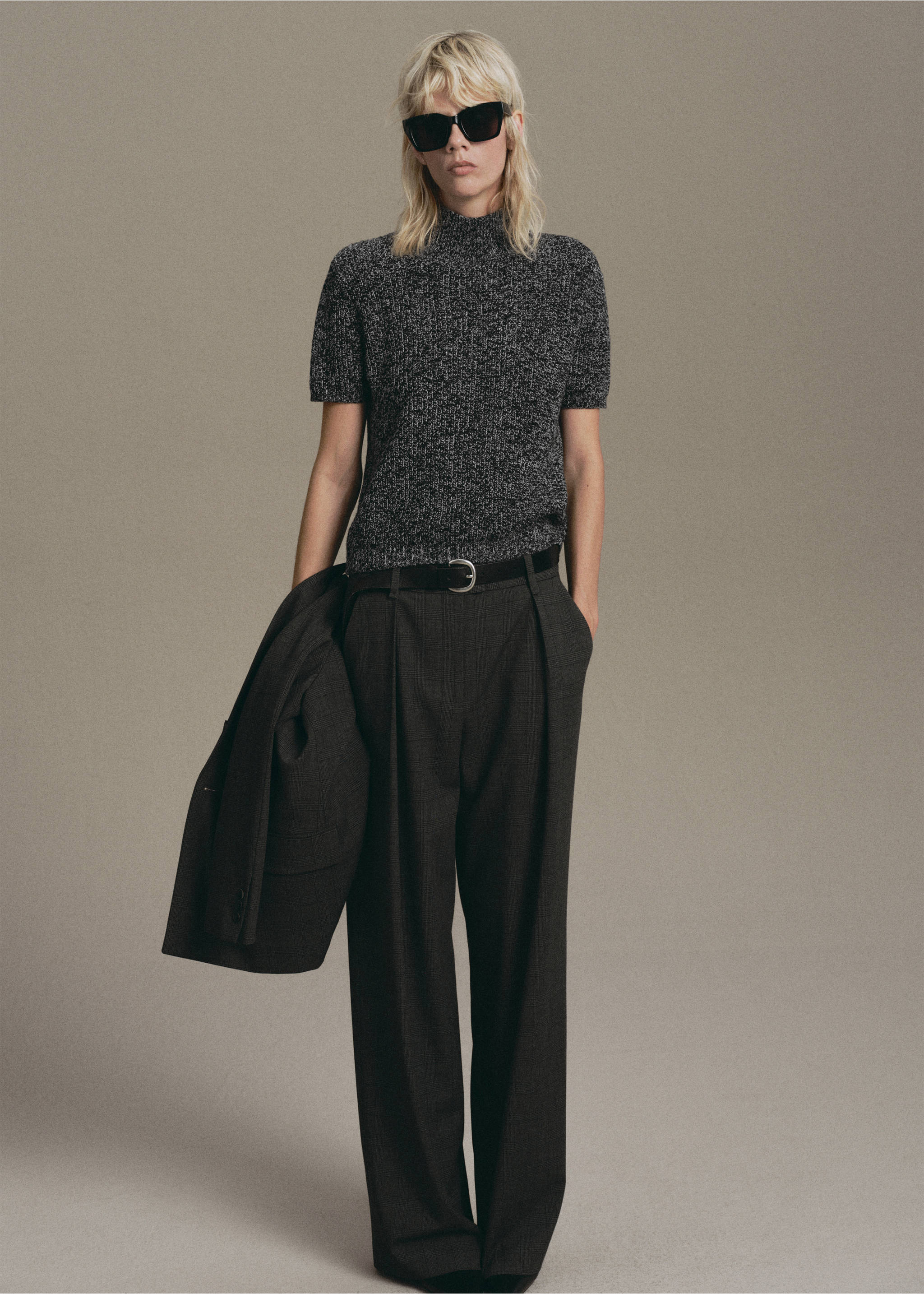 Speckled perkins-neck sweater - General plane, Black. Ref: 17007815-00.