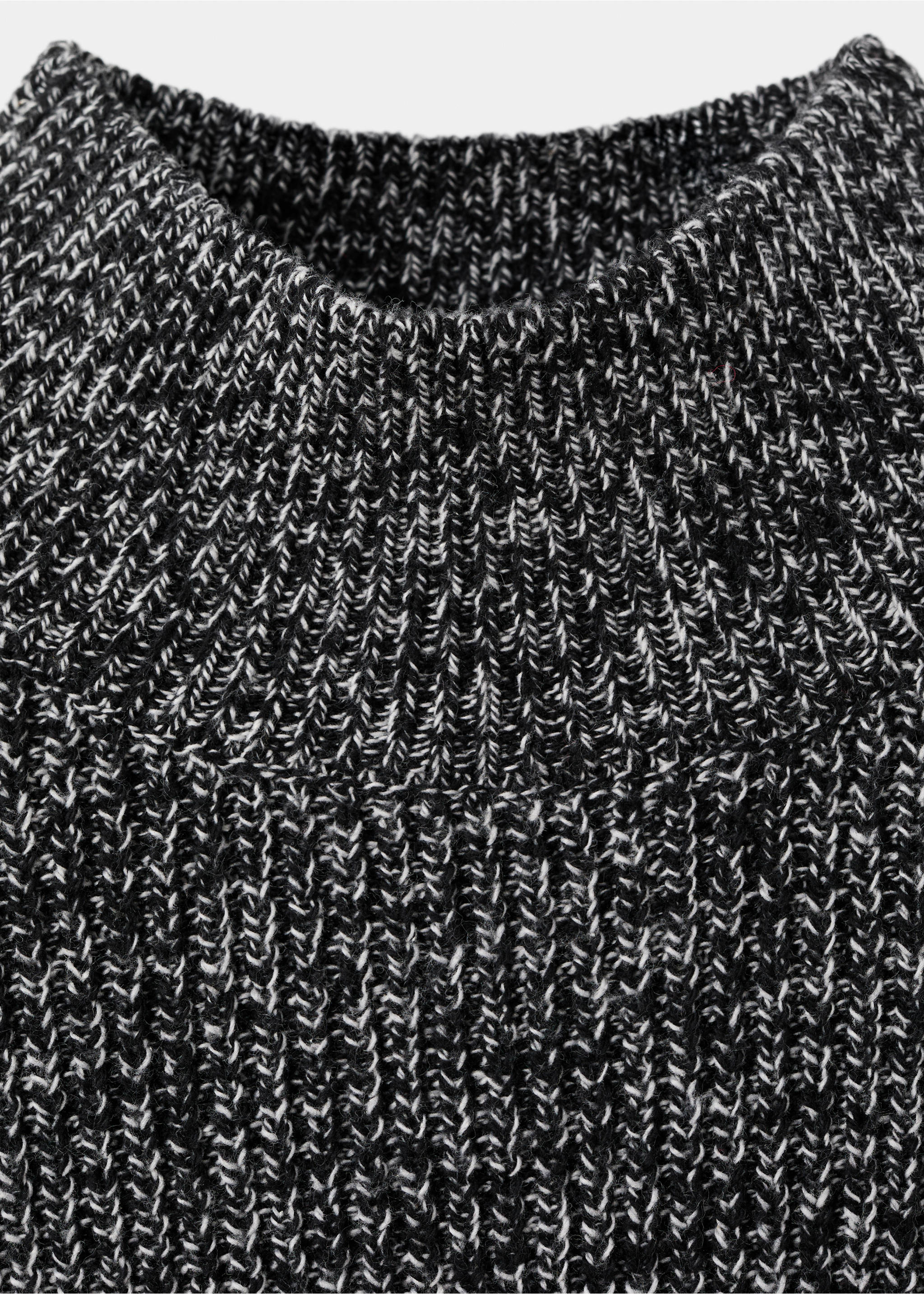 Speckled perkins-neck sweater - Details of the article 8, Black. Ref: 17007815-00.