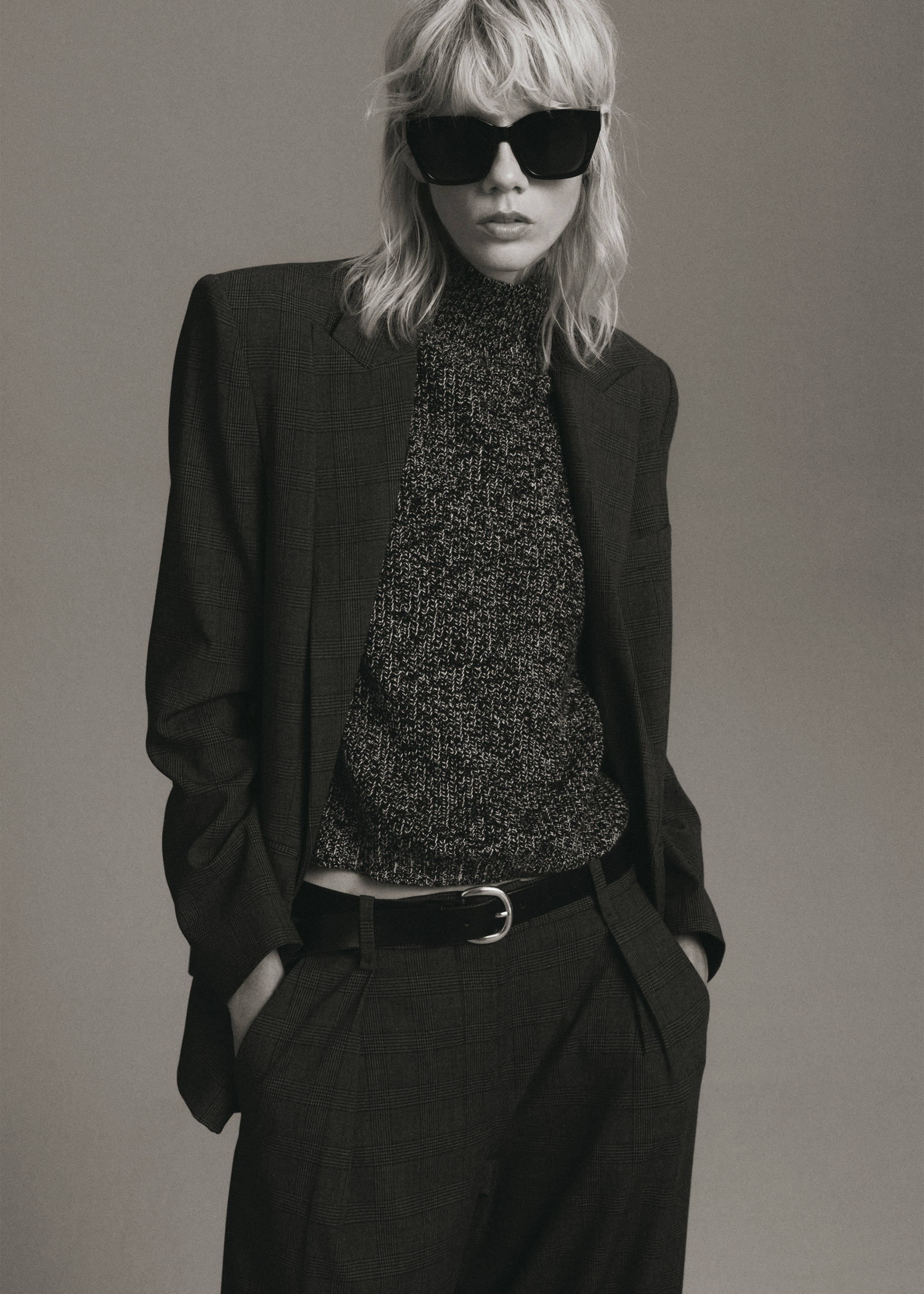 Speckled perkins-neck sweater - Medium plane