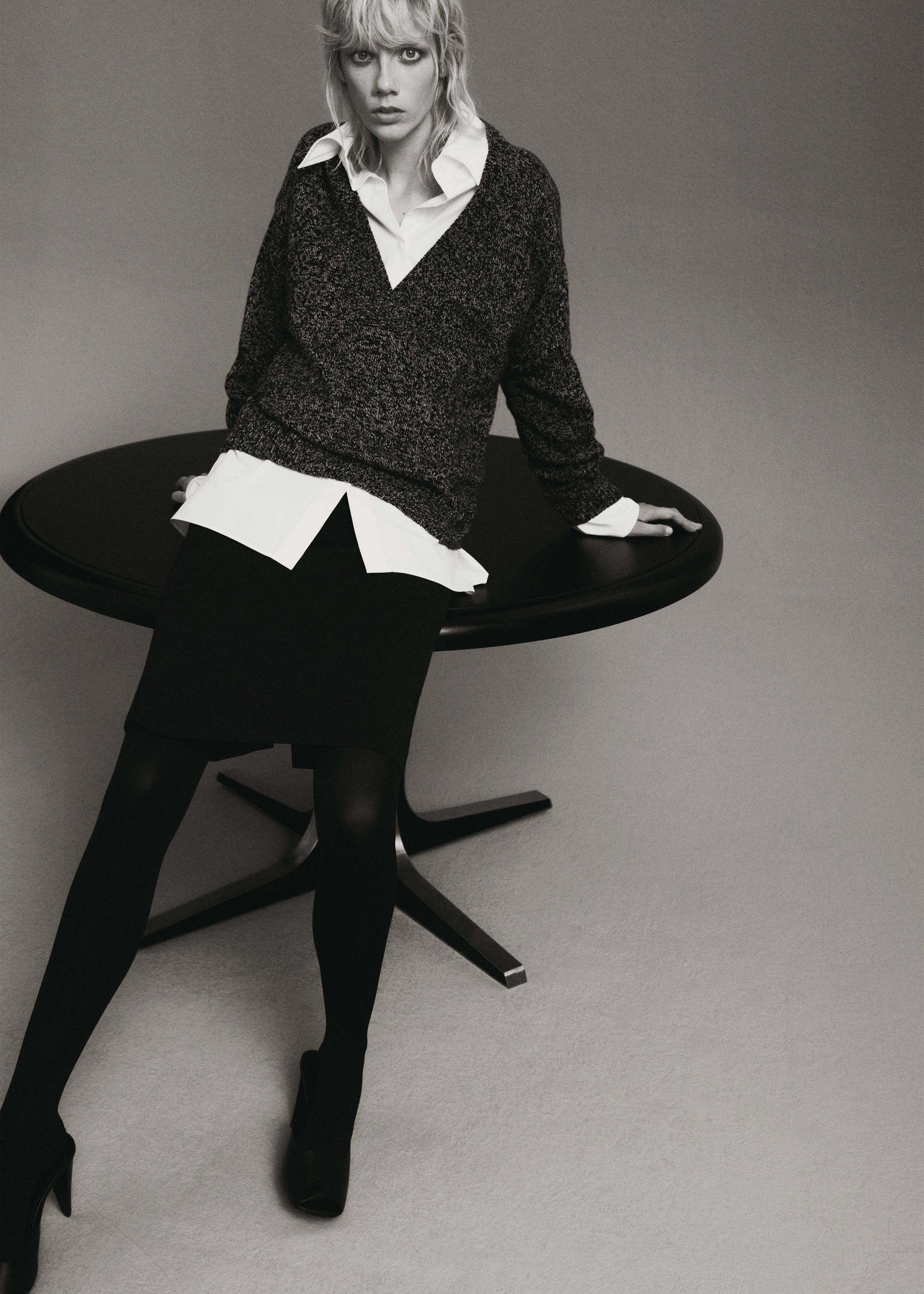 Melierter V-Ausschnitt-Jersey-Pullover - Detail des Artikels 4